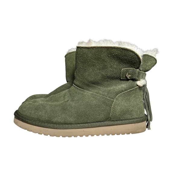 Koolaburra by UGG Jaelyn Mini Tassle Green Plush Warm Boots Women’s Size 8 - Picture 6 of 11